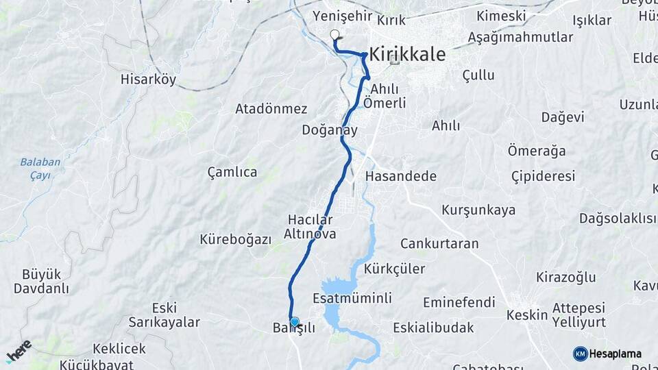 Kırıkkale Bahşili Yahşihan Arası Kaç Km - Yol Haritası