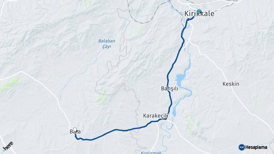 Kırıkkale Bala Ankara Arası Kaç Km - Yol Haritası
