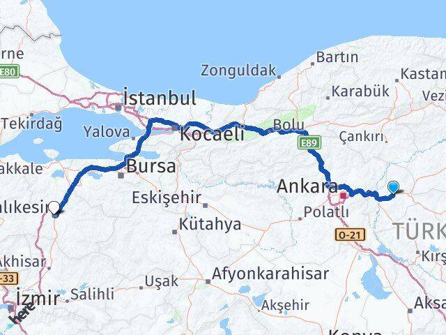 Kırıkkale Balışeyh Balıkesir Arası Kaç Km - Yol Haritası