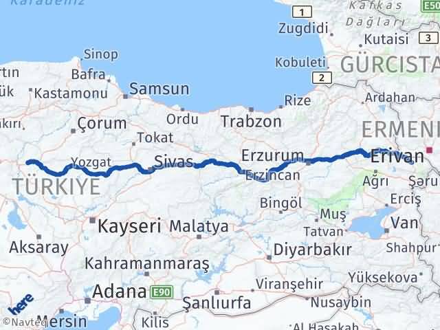 Kırıkkale Balışeyh Iğdır Arası Kaç Km - Yol Haritası