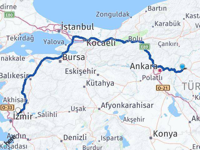 Kırıkkale Balışeyh Manisa Arası Kaç Km - Yol Haritası
