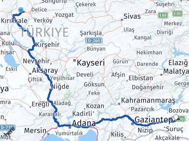Kırıkkale Balışeyh Şanlıurfa Arası Kaç Km - Yol Haritası