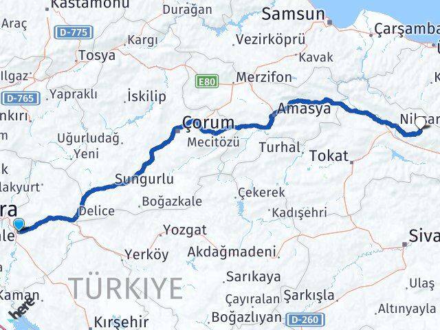 Kırıkkale Başçiftlik Tokat Arası Kaç Km - Yol Haritası