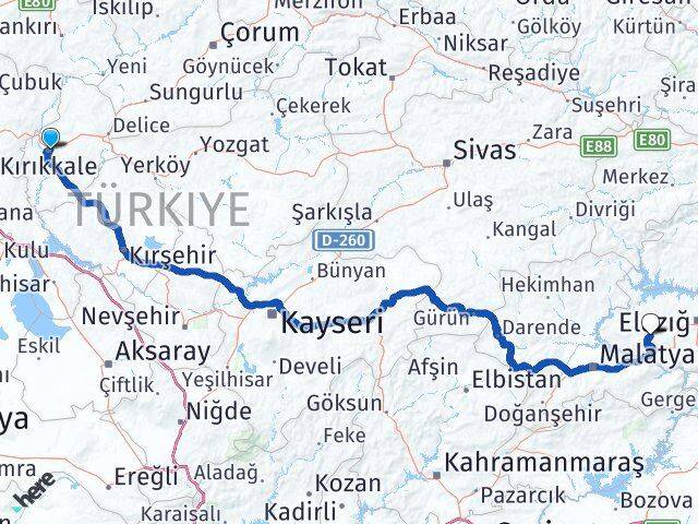Kırıkkale Baskil Elazığ Arası Kaç Km - Yol Haritası