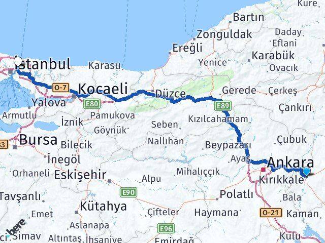 Kırıkkale Beykoz İstanbul Arası Kaç Km - Yol Haritası