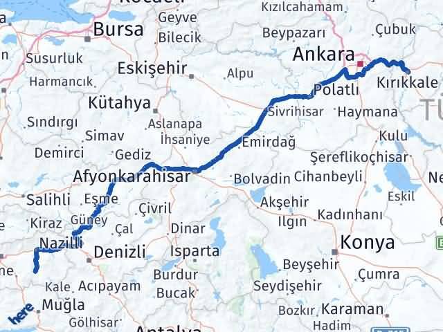 Kırıkkale Bozdoğan Aydın Arası Kaç Km - Yol Haritası