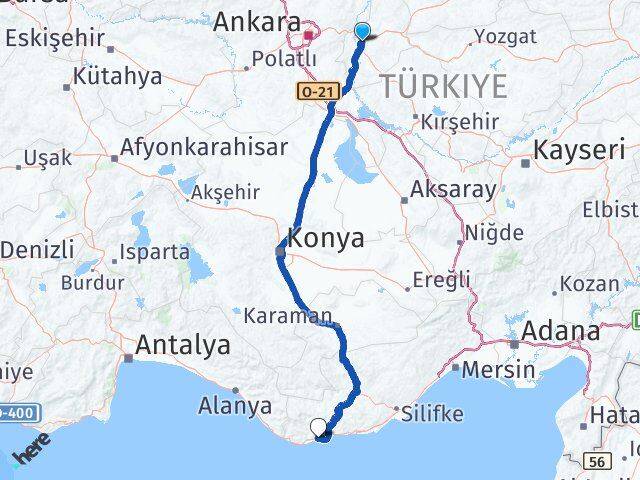 Kırıkkale Bozyazı Mersin Arası Kaç Km - Yol Haritası