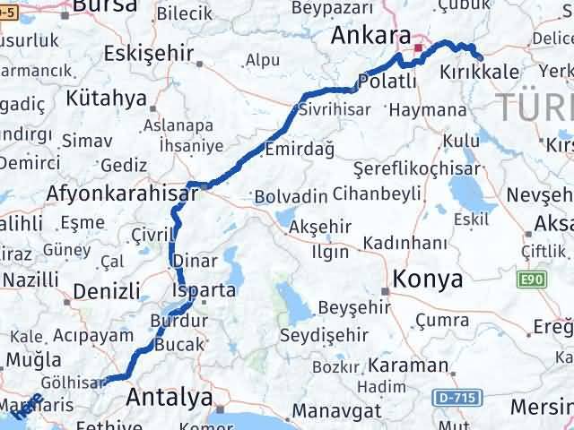 Kırıkkale Çameli Denizli Arası Kaç Km - Yol Haritası