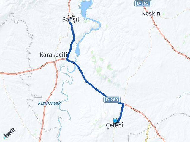 Kırıkkale Çelebi Bahşili Arası Kaç Km - Yol Haritası