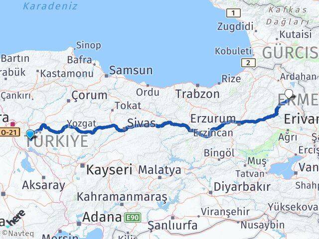 Kırıkkale Çelebi Kars Arası Kaç Km - Yol Haritası