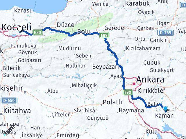 Kırıkkale Çelebi Sakarya Arası Kaç Km - Yol Haritası