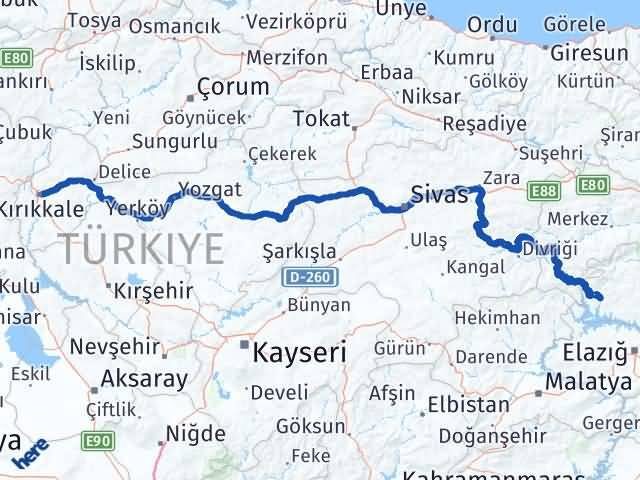Kırıkkale Çemişgezek Tunceli Arası Kaç Km - Yol Haritası