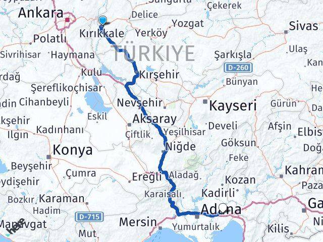 Kırıkkale Ceyhan Adana Arası Kaç Km - Yol Haritası