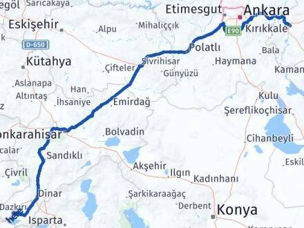 Kırıkkale Dazkırı Afyonkarahisar Arası Kaç Km - Yol Haritası