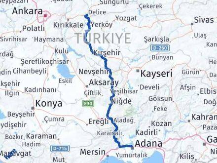 Kırıkkale Delice Adana Arası Kaç Km - Yol Haritası