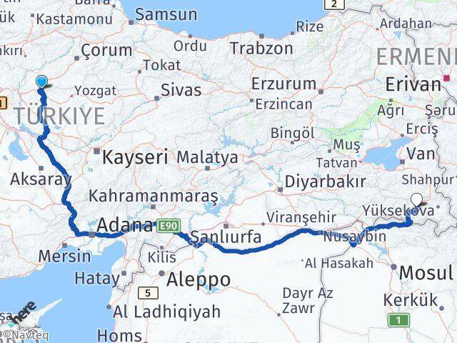 Kırıkkale Delice Hakkari Arası Kaç Km - Yol Haritası