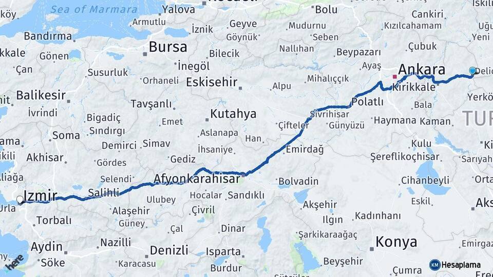 Delice İzmir Arası Kaç Km - Yol Tarifi