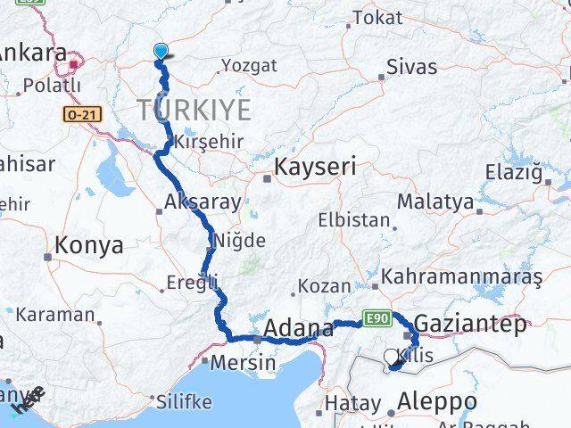 Kırıkkale Delice Kilis Arası Kaç Km - Yol Haritası