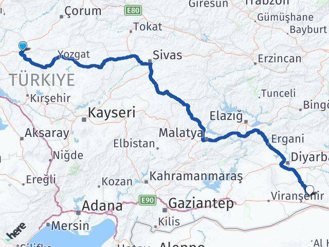 Kırıkkale Delice Mardin Arası Kaç Km - Yol Haritası
