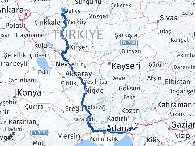 Kırıkkale Delice Osmaniye Arası Kaç Km - Yol Haritası