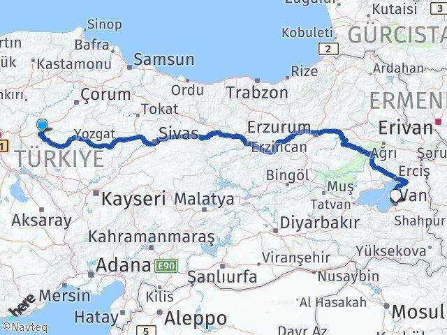Kırıkkale Delice Van Arası Kaç Km - Yol Haritası