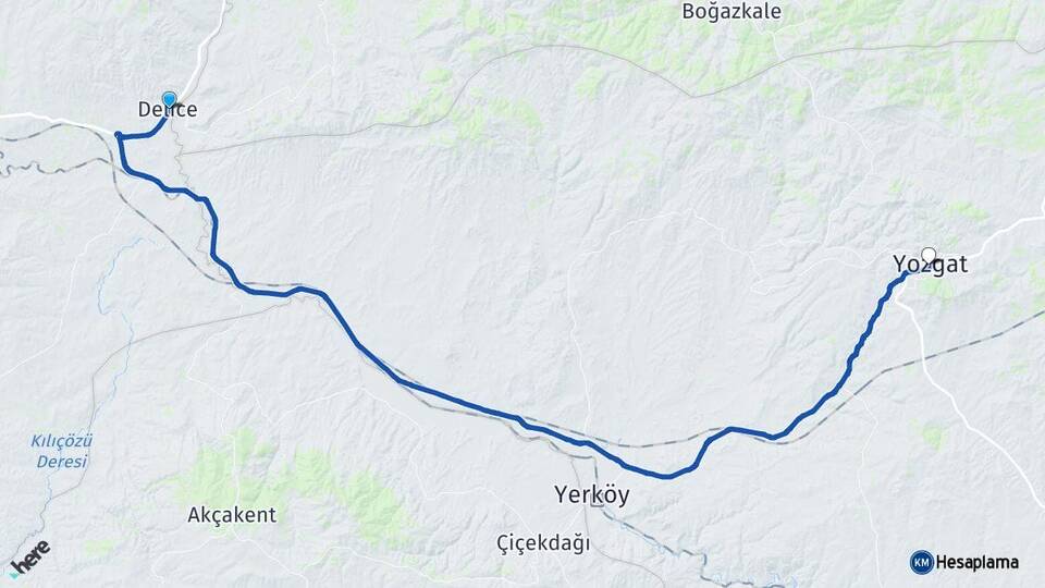 Kırıkkale Delice Yozgat Arası Kaç Km - Yol Haritası