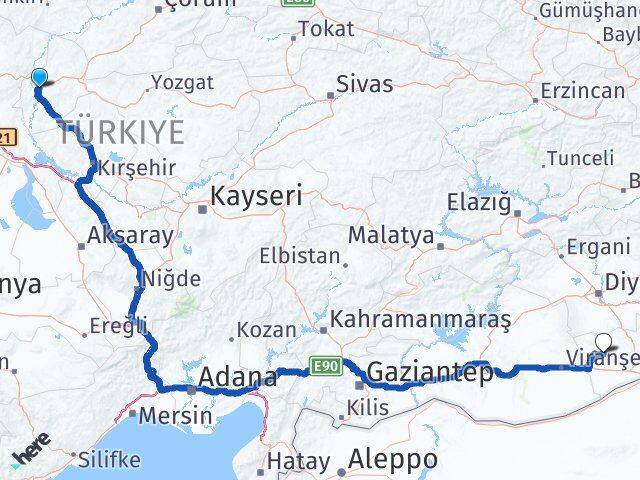 Kırıkkale Derik Mardin Arası Kaç Km - Yol Haritası