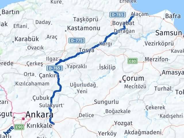 Kırıkkale Dikmen Sinop Arası Kaç Km - Yol Haritası