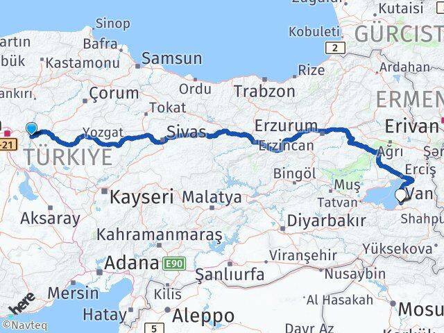 Kırıkkale Edremit Van Arası Kaç Km - Yol Haritası