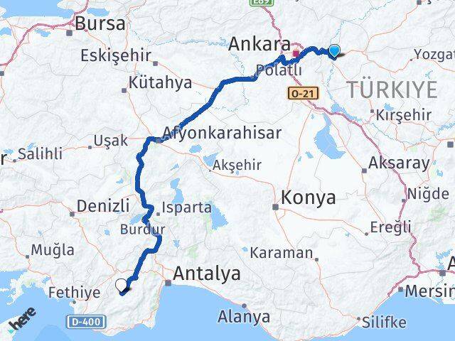 Kırıkkale Elmalı Antalya Arası Kaç Km - Yol Haritası