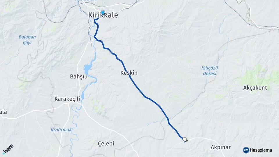 Kırıkkale Hamit Kaman Kırşehir Arası Kaç Km - Yol Haritası