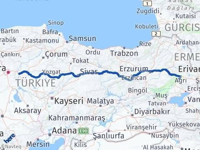Kırıkkale Hamur Ağrı Arası Kaç Km - Yol Haritası