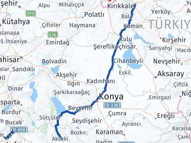 Kırıkkale İbradı Antalya Arası Kaç Km - Yol Haritası