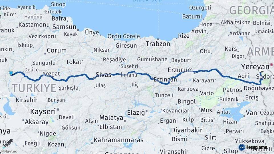 Kırıkkale Iğdır Arası Kaç Km - Yol Haritası