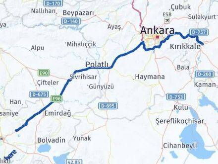 Kırıkkale İscehisar Afyonkarahisar Arası Kaç Km - Yol Haritası