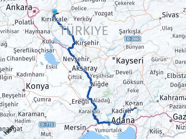 Kırıkkale Kadirli Osmaniye Arası Kaç Km - Yol Haritası