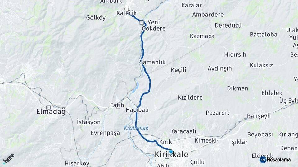Kırıkkale Kalecik Ankara Arası Kaç Km - Yol Haritası