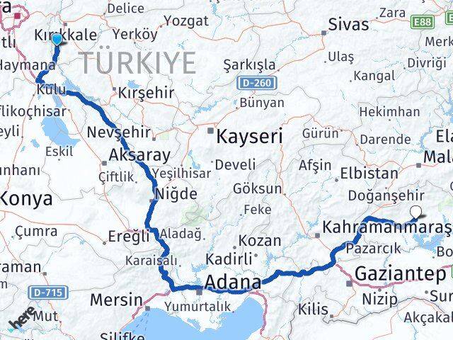 Kırıkkale Karakeçili Adıyaman Arası Kaç Km - Yol Haritası