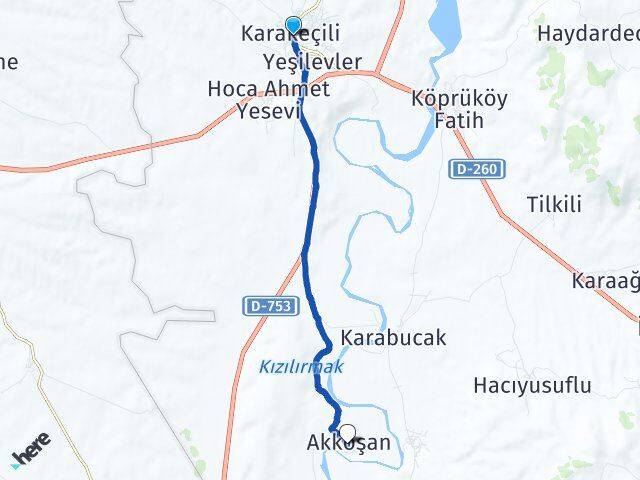 Kırıkkale Karakeçili Akkoşan Karakeçili Arası Kaç Km - Yol Haritası