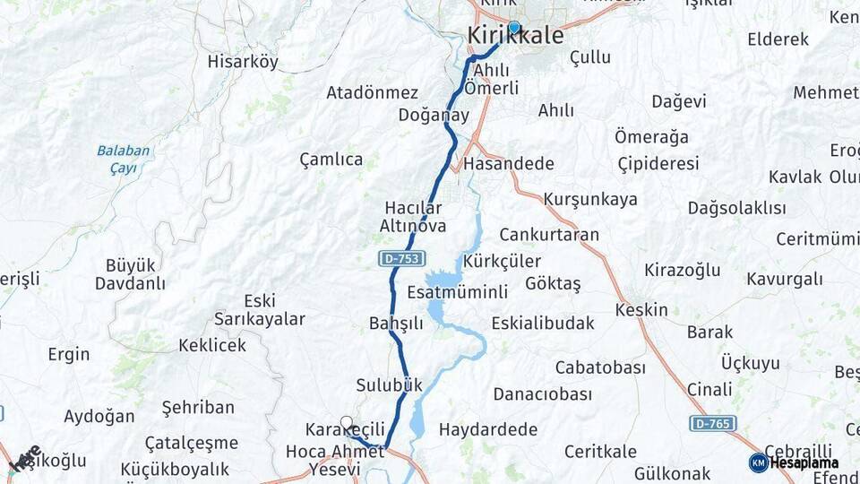 Kırıkkale Karakeçili Arası Kaç Km - Yol Haritası