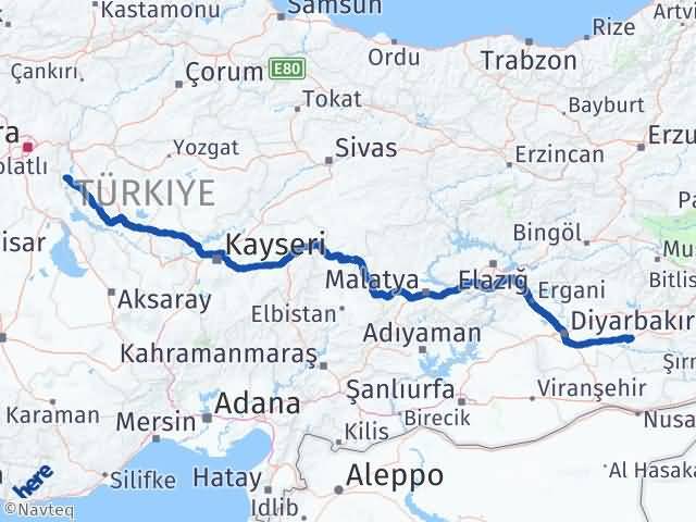 Kırıkkale Karakeçili Batman Arası Kaç Km - Yol Haritası