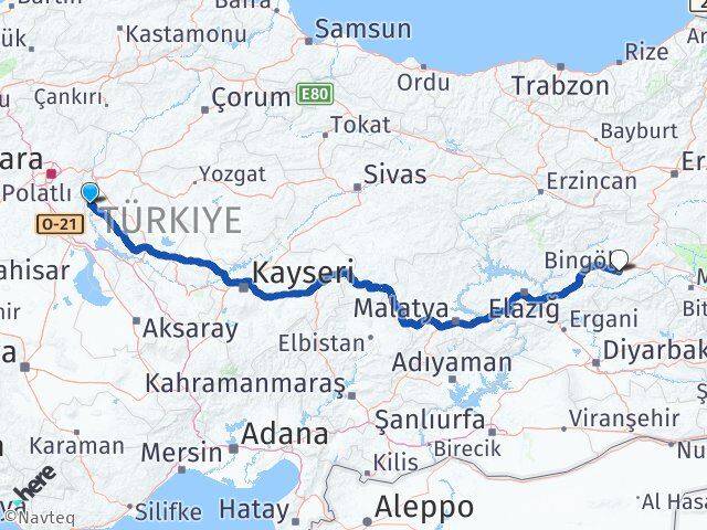 Kırıkkale Karakeçili Bingöl Arası Kaç Km - Yol Haritası