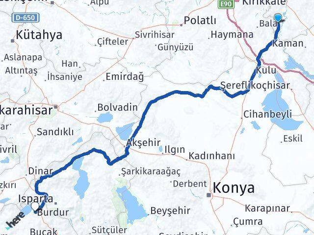 Kırıkkale Karakeçili Burdur Arası Kaç Km - Yol Haritası
