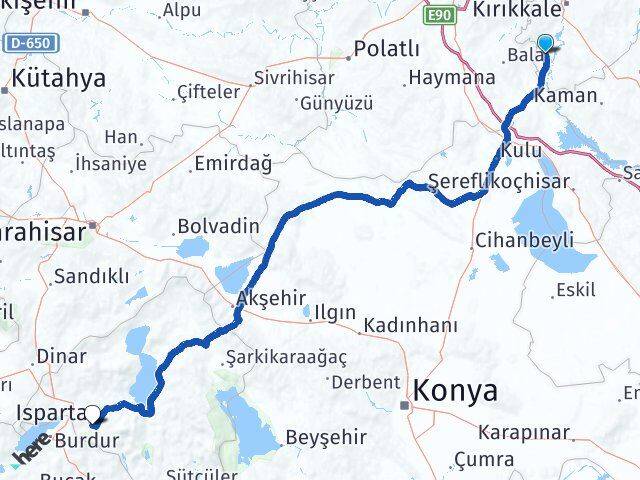Kırıkkale Karakeçili Isparta Arası Kaç Km - Yol Haritası