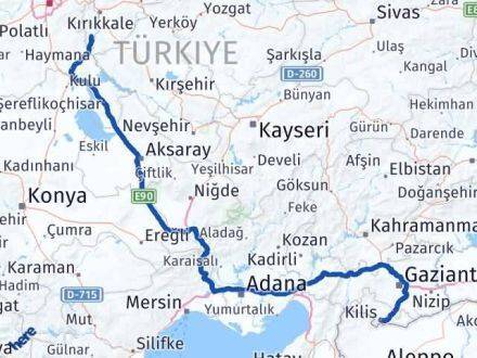 Kırıkkale Karakeçili Kilis Arası Kaç Km - Yol Haritası
