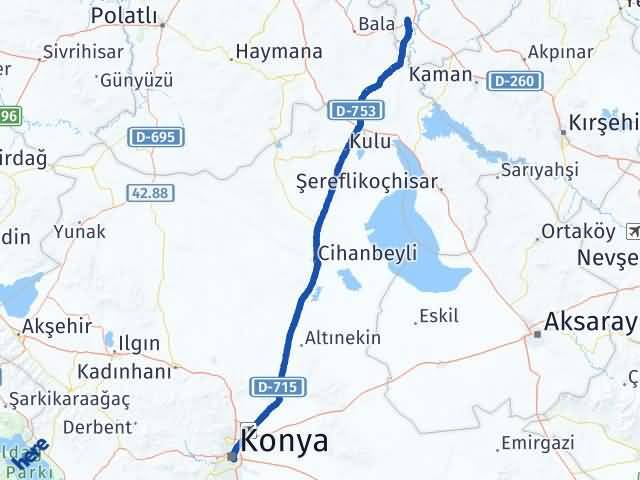 Kırıkkale Karakeçili Konya Arası Kaç Km - Yol Haritası