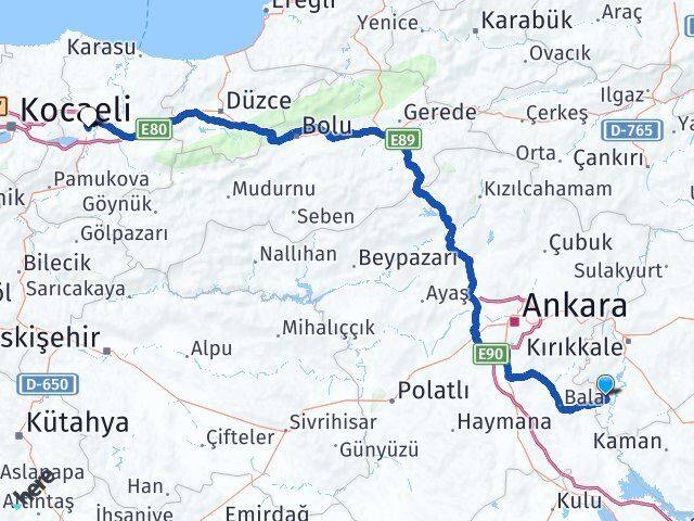 Kırıkkale Karakeçili Sakarya Arası Kaç Km - Yol Haritası