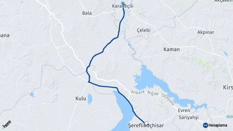 Kırıkkale Karakeçili Şereflikoçhisar Ankara Arası Kaç Km - Yol Haritası