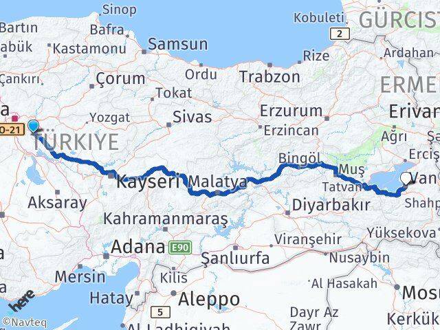 Kırıkkale Karakeçili Van Arası Kaç Km - Yol Haritası