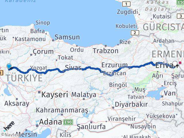 Kırıkkale Karakoyunlu Iğdır Arası Kaç Km - Yol Haritası